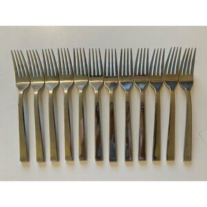 Set of 12 Dansk Meridian Pattern Glossy 18/10 Stainless Steel Salad Forks 7.75”